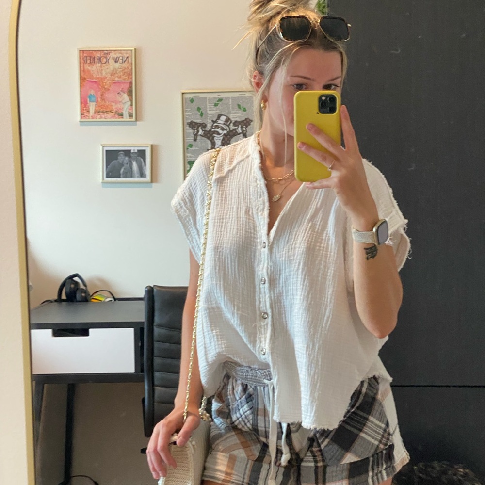 White Relaxed Button Down FP Shirt